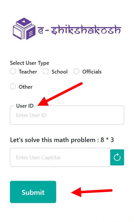 Enter your User ID and solve the math problem